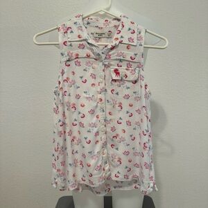Abercrombie Kids Girls Button down collared tank top blouse size XL 11/12